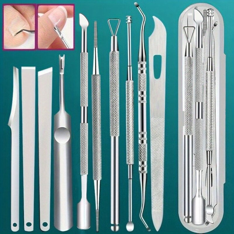 Pedicure Tool Set - 10pcs Stainless Steel Dead Skin Fork Foot Scraper Ear Scoop
