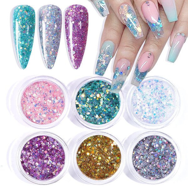 Nail Glitter Set - Hot Sale Ins Gold Silver Heart Butterfly Patch DIY Decor