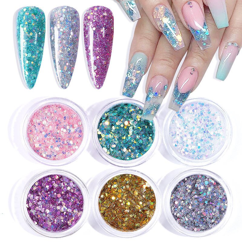 Nail Glitter Set - Hot Sale Ins Gold Silver Heart Butterfly Patch DIY Decor