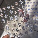 5D Gel Nail Stickers - 2025 French Tomoni Jelly Shine Flower Spa Decals