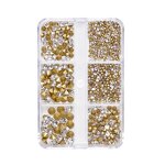 Nail Rhinestones Set - 6 Grid Tapered Bit AB Pointed Bottom Gem Charms Decor