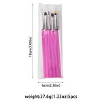 Acrylic Nail Brush Set - 5Pcs Purple Extension 3D Carving Manicure Salon Tool