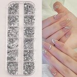 3D Nail Rhinestones - 12Grids Resin Heart Star AB Crystal Diamonds Glitter
