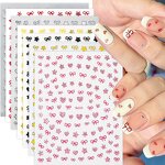 3D Nail Stickers - Shining White Ribbon Bow Star Heart Manicure Decoration