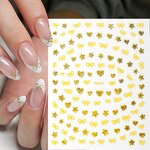 3D Nail Stickers - Shining White Ribbon Bow Star Heart Manicure Decoration