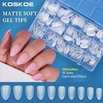 Matte Soft Gel Tips - 300pcs Short Square Coffin Full Cover Clear Press on