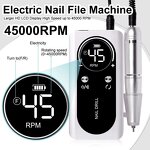 Professional Nail Drill - 45000RPM Electric Portable Rechargeable Low Noise Sander