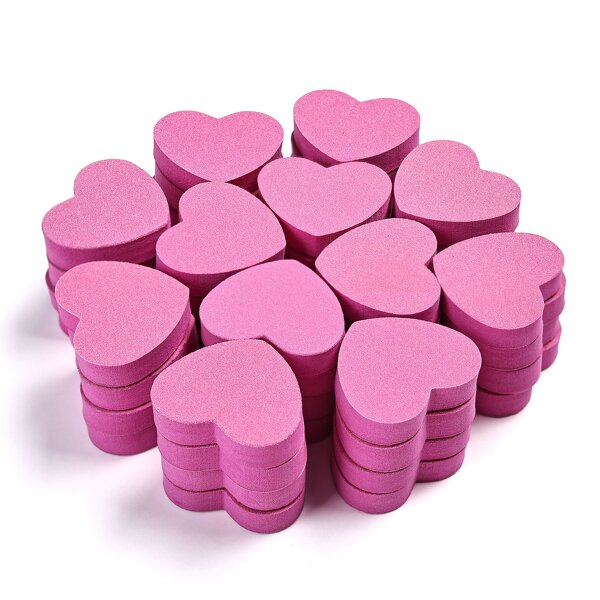 Heart Sponge Nail File - 100/180 Mini Pink Double Side Trimmer Buffer Tool
