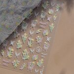 5D Flower Nail Stickers - Wild Self Adhesive Red Blue White Sunflower Decals