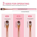 Acrylic Nail Brush Set - 3PCS Size 8/10/14 Pink Handle Professional Powder Tool