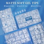 Matte Soft Gel Tips - 300pcs Short Square Coffin Full Cover Clear Press on