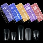 Soft Gel Nail Tips - Semi Matte Almond French Coffin Full Cover Ultra Thin Tips
