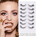 Cat Eye Lashes - 5 Pairs Fluffy Winged 6D Strip Faux Mink Mixed Length Tool