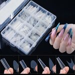 288PCS Nail Tips Set - 12 Styles Full Cover Square Stiletto with Display Stand