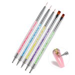 2-in-1 Nail Art Brushes - 5pcs Dual-Ended Liner Crystal Handle DIY Manicure Tool