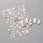 5D Nail Stickers - 2025 Ins Colorful Starfish Shell Ocean Beach Decals