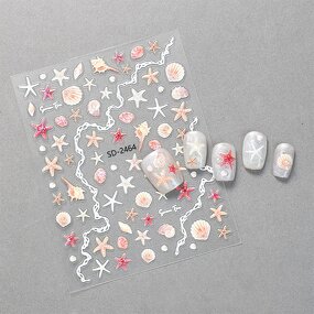 5D Nail Stickers - 2025 Ins Colorful Starfish Shell Ocean Beach Decals
