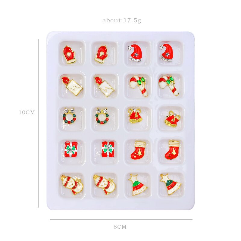 Christmas Stud Earrings - Fashion Gold Plated Tree Bell Snowman Nail Decoration