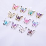 Butterfly Nail Charms - 10pcs Color Gradient 3D Glitter Kawaii Manicure Decor