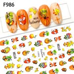 3D Fall Nail Stickers - Maple Leaves Fox Pumpkin Christmas Snowflake Decals