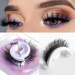 Self-adhesive False Lashes - Natural Mink Faux Long Black Band 1 Pair Box Pack