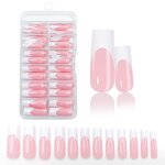 Black White Nail Tips - 120PCS French Square Wearable ABS Press on Nails Boxed