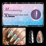 3D Mermaid Nail Tips - 140Pcs Soft Gel Full Cover Acrylic Extensions