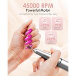 45000RPM Nail Drill Machine - USB Rechargeable Portable Professional Manicure Tool
