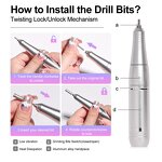 45000RPM Nail Drill Machine - Rechargeable LCD Low Noise Polish Sander Tool