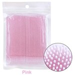 Micro Eyelash Brush - 100 PCS Pink Grafted Lash Remover Cleaning Cotton Swabs