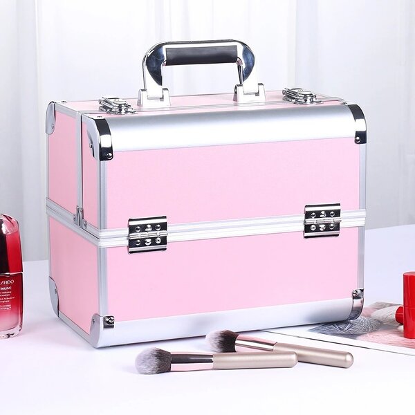 Mermaid Cosmetic Storage Box - Portable Lock Alloy Jewelry Nail Accessory Suitcase