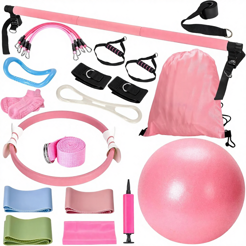 Pilates Beginner Kit - 9-Piece Yoga Ball Resistance Bands Home Bodybuilding Set