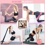 Women's Pilates Gym Kit - 15 Ring Ball Set Booty Bands Figure 8 Abs Workout