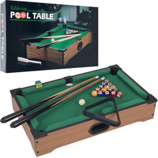 Mini Billiard Set - Tabletop MDF Home Snooker Pool Leather Iron Pocket Kids Game