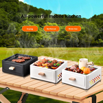 Square Fire Pit Grill - Camping Home Garden Portable Stainless Steel Stove K-704