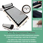 Acupressure Mat Pillow Set - 28.7x16.5 Inch Neck Back Pain Sciatica Relief Black