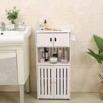 Bathroom Storage Cabinet - Double-tier Double-door Floor-standing Moisture-proof No-drilling