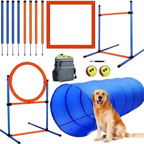 Dog Agility Training Set - Custom PVC Tunnel Jumps Hurdles Waterproof Canine Exercise