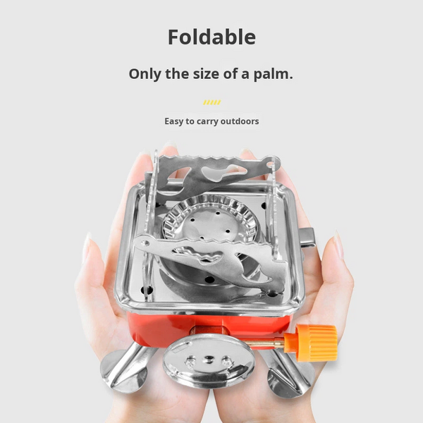 Butane Gas Stove - Mini Portable Square Foldable Windproof Camping Picnic Burner