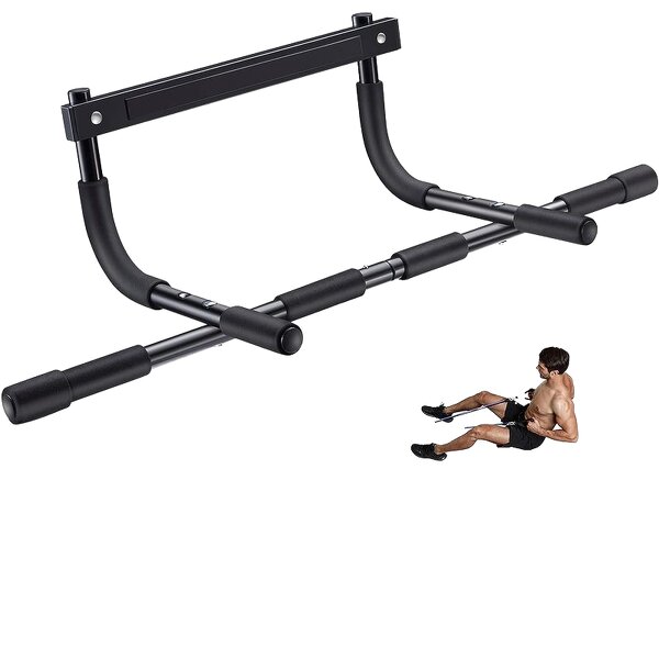 Wall-Mounted Pull-Up Bar - Foldable Iron Chin-Up Exercise Trainer Home Doorway Use