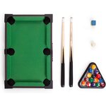 Mini Billiard Set - Tabletop MDF Home Snooker Pool Leather Iron Pocket Kids Game
