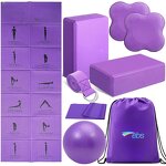 Foldable Yoga Mat Set - Thin Non-Slip Bag Blocks Knee Pads Pilates Ball Women Kit