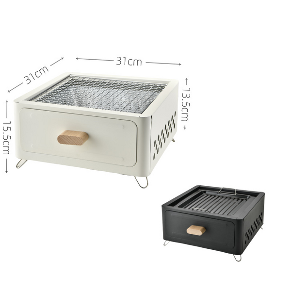 Square Fire Pit Grill - Camping Home Garden Portable Stainless Steel Stove K-704