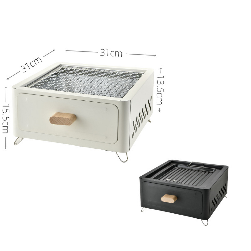 Square Fire Pit Grill - Camping Home Garden Portable Stainless Steel Stove K-704