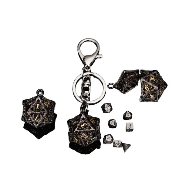 DND Dice Keychain - Mini 6mm Copper Polyhedral Dragon Collection RPG Tabletop Game