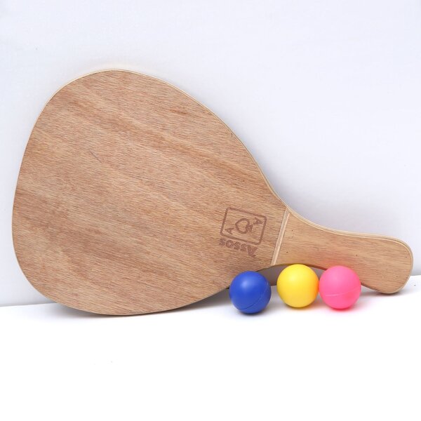 Beach Racket - High-grade Wood Paddle Thickened Laser Engraved Portable Outdoor Game