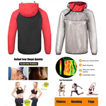 Men's Silver Coated Sauna Suit - European American Long Sleeve Hooded Windproof Jacket