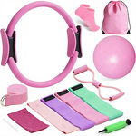 Women's Pilates Kit - 14.5" Ring 9" Ball Cooling Towel 6 Resistance Bands Set