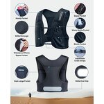 Reflective Hydration Vest - Adjustable Chest Straps Phone Holder 6 Pockets Fitness Bag