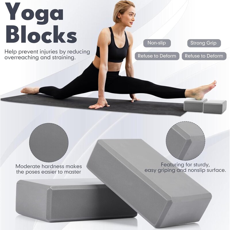 Yoga Pilates Kit - 14-Piece Hot Towel Blocks Knee Pad Strap Exercise Band